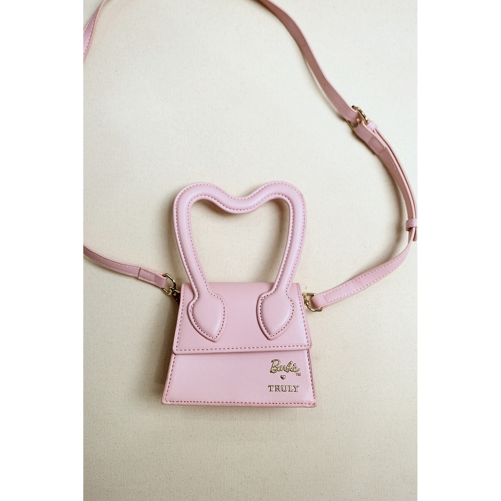 Truly x Barbie Mini Purse Pink Heart Handle Crossbody Bag Vegan Leather 2023